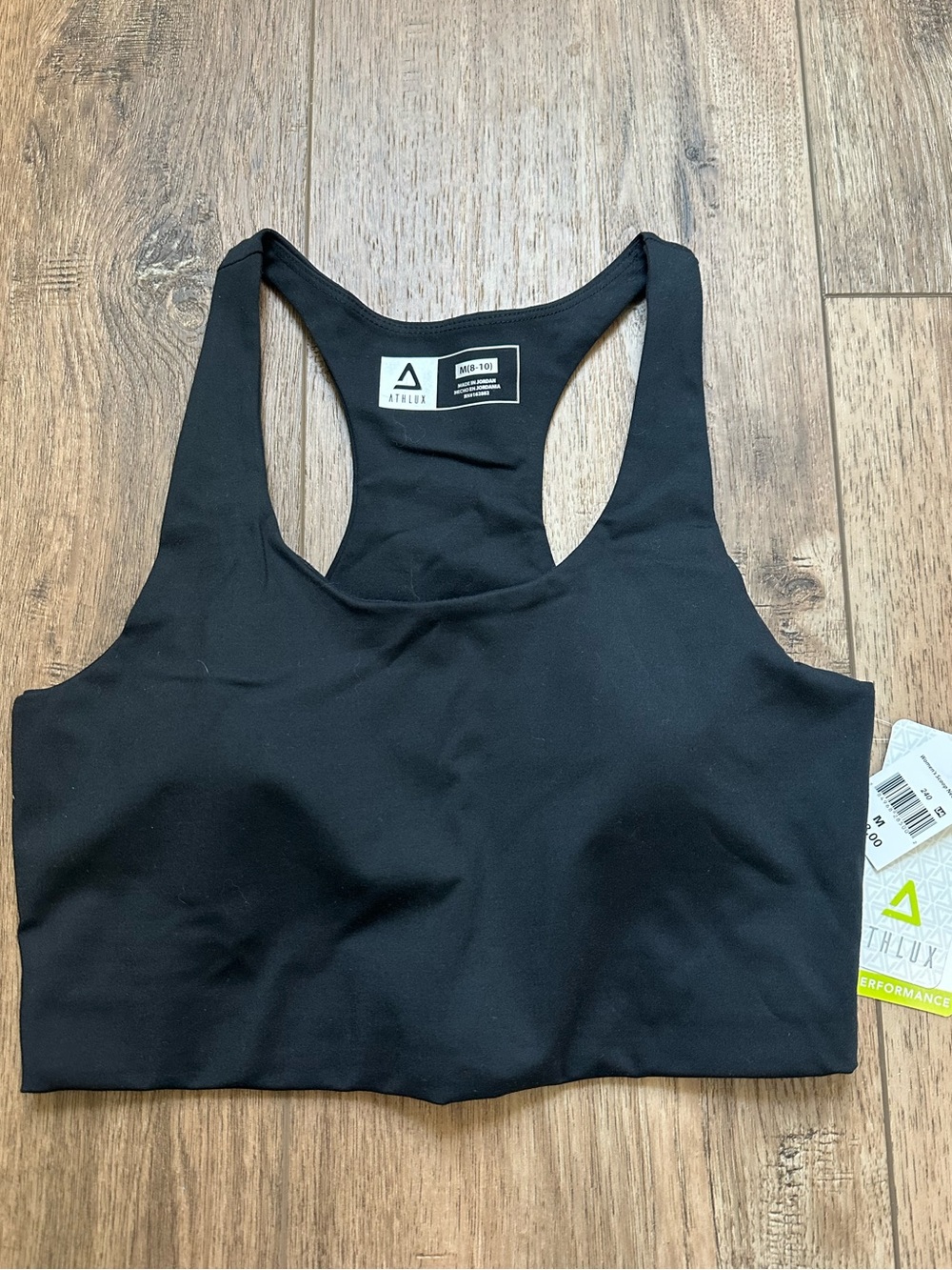 NWT! Athlux Women's Sports Bra, Cropped Top, Workout, Athleisure, Black, M 8-10